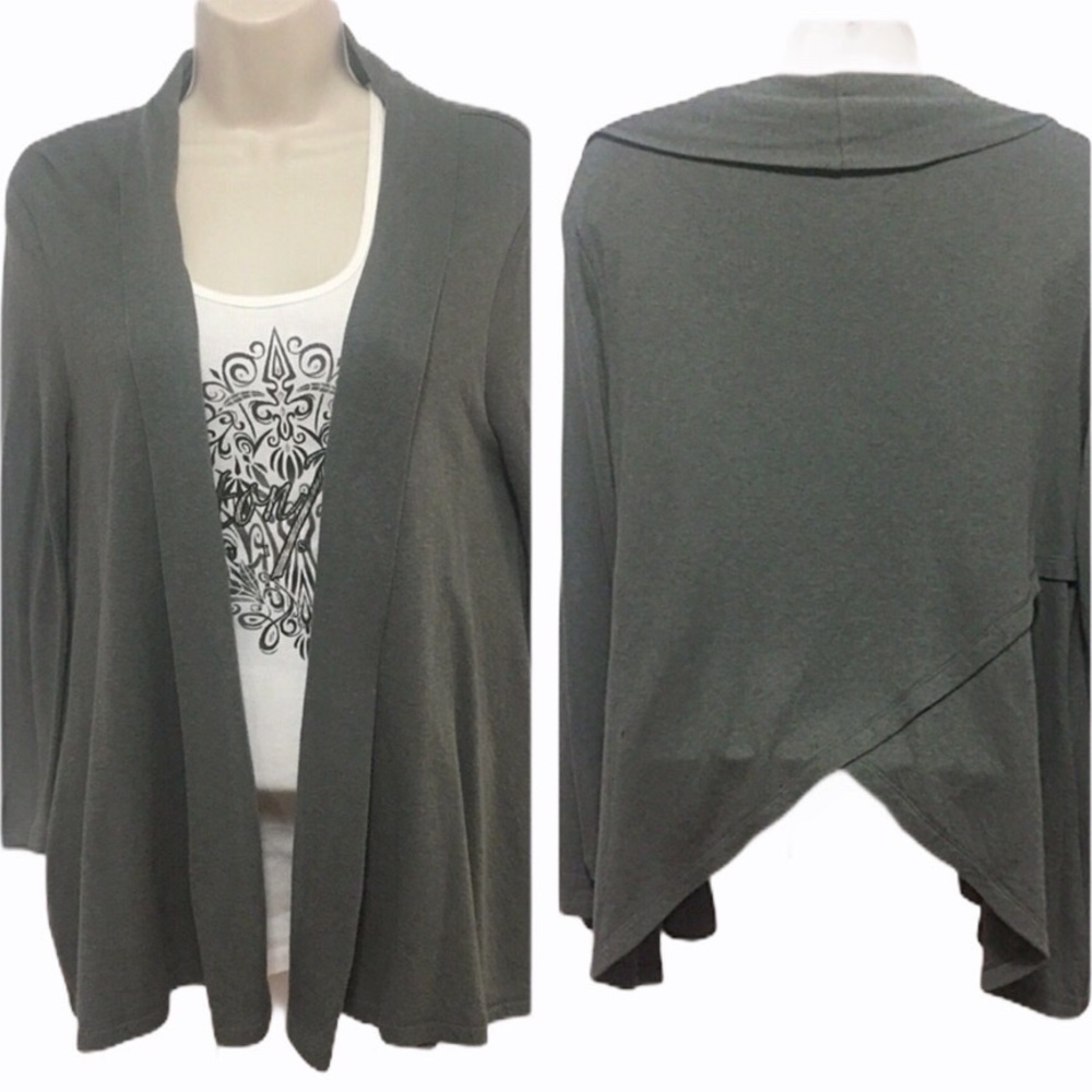 T by Alexander Wang Grey Open Draped Cardigan